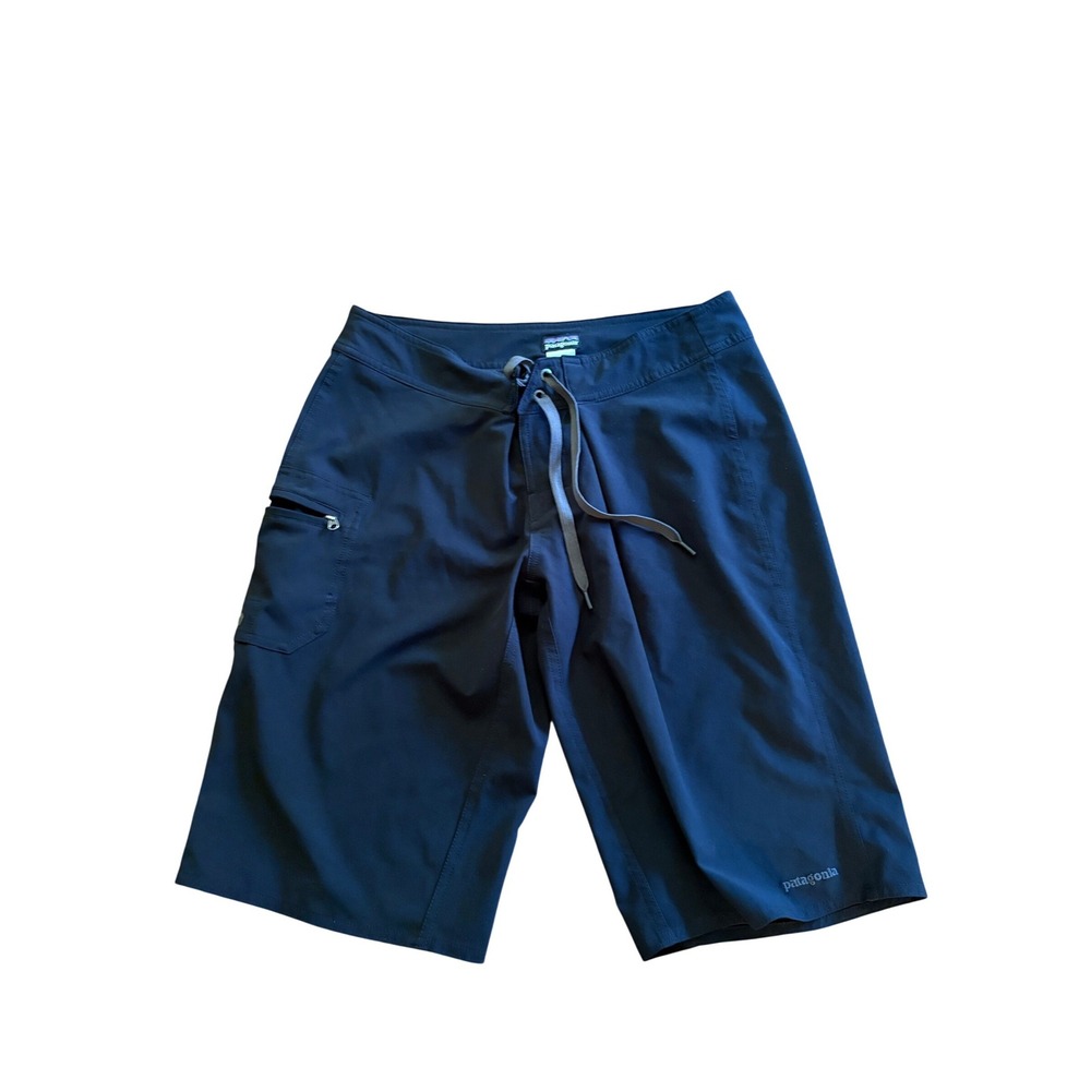 Patagonia Womens Board Shorts Size 8 Navy Blue Stretch Surf Hike Cargo Pocket